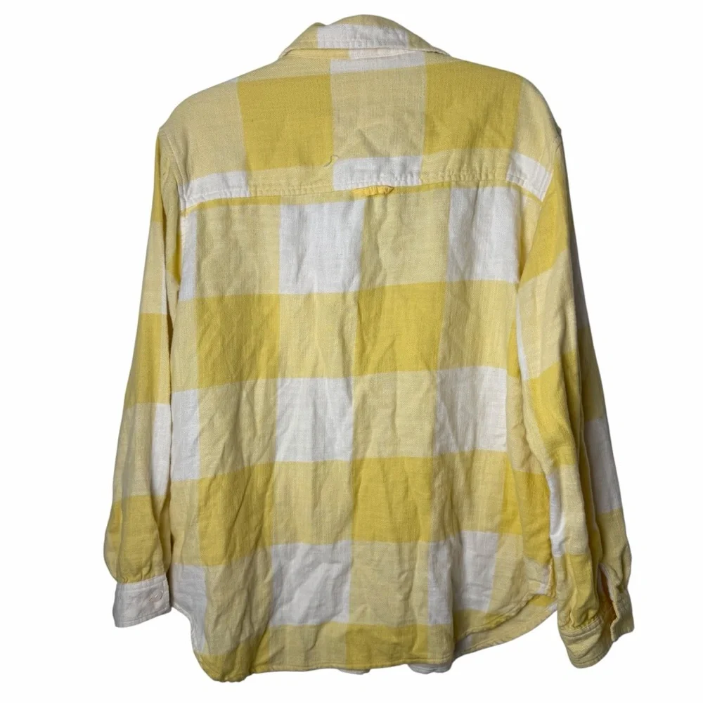 AEO Ah-mazingly Soft Button Down Yellow Plaid Flannel Shirt Medium NWT - Picture 4 of 8